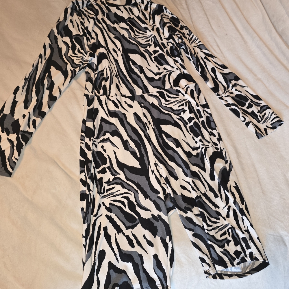 Zebra Print Long Sleeve Romper
